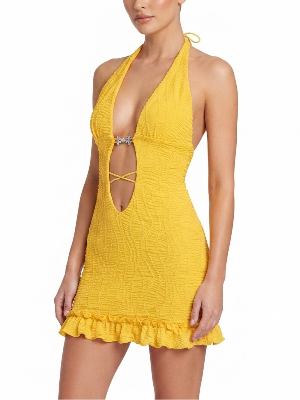 Vibrant Yellow Halter Dress